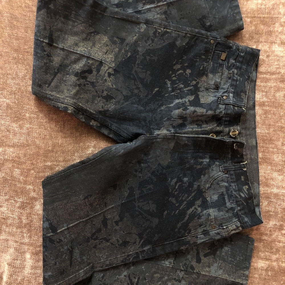 Armani jeans glitter stitching camo style gold